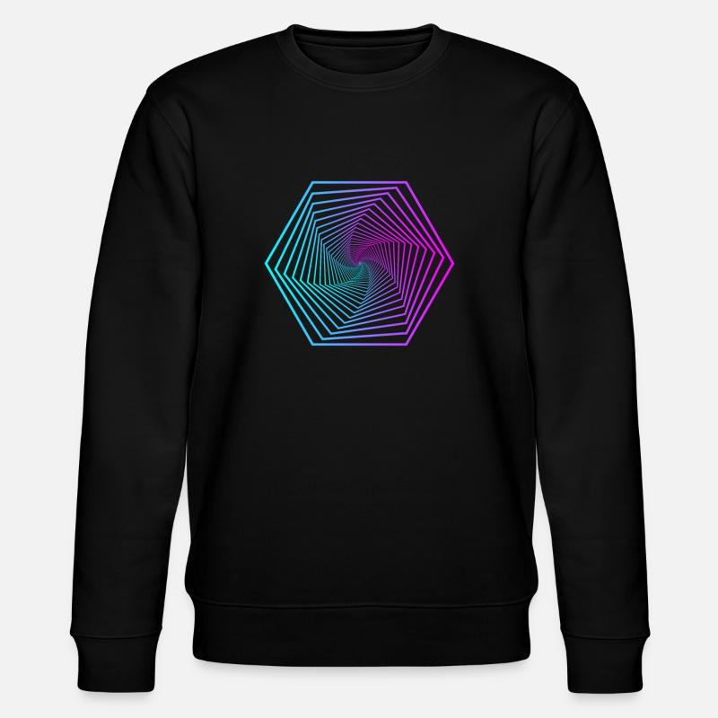 Neon Polygon Spiral Gradient - Stanley/Stella CHANGER Unisex Organic Sweatshirt - black