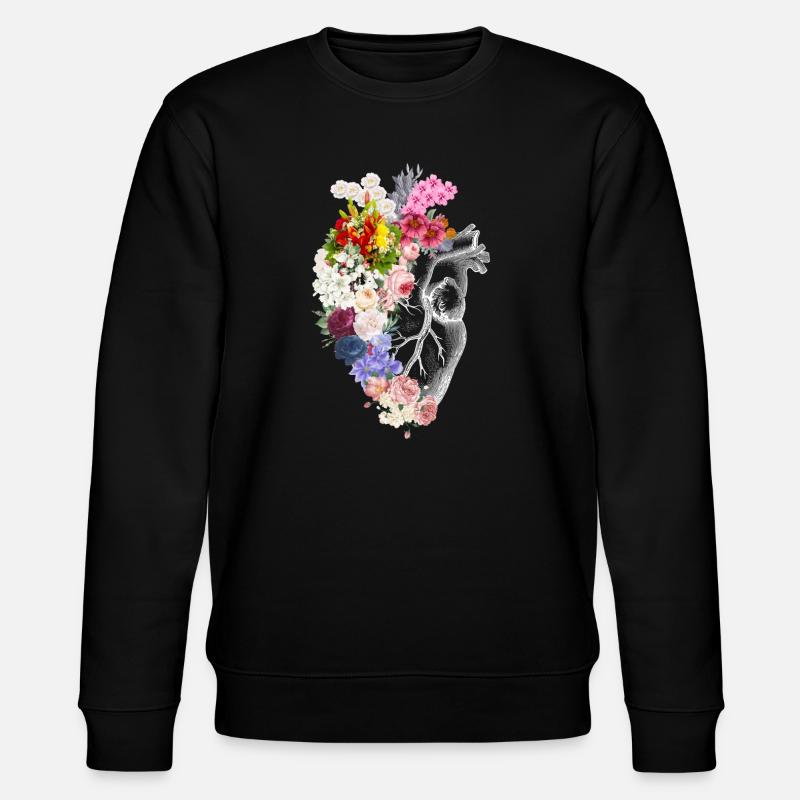 Florales anatomisches Herz - Stanley/Stella Unisex Bio-Sweatshirt CHANGER  - Schwarz