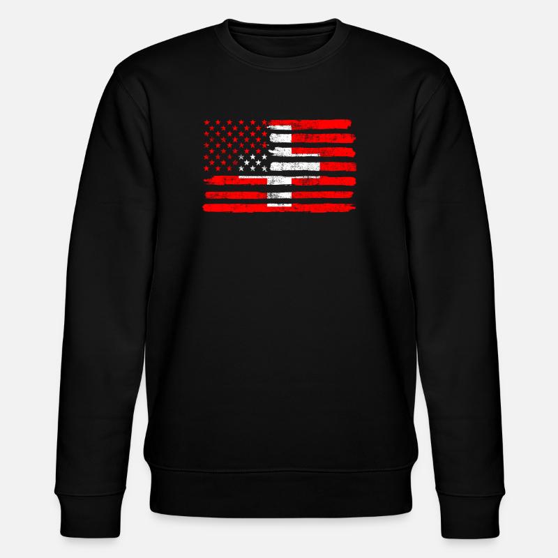 USA Flagge Schweiz - Stanley/Stella Unisex Bio-Sweatshirt CHANGER  - Schwarz