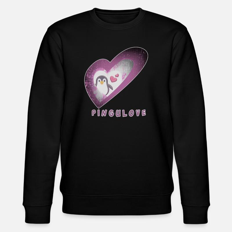 Pingulove Coeur Pingouin Design - Sweat bio CHANGER Stanley/Stella Unisexe - noir