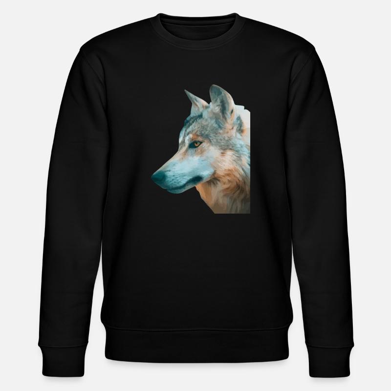 Tête de loup Aquarelle - Sweat bio CHANGER Stanley/Stella Unisexe - noir