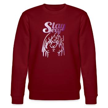 Beautiful Girl Stay Sexy - Stanley/Stella Unisex Bio-Sweatshirt CHANGER  - Burgunderrot - Vorne - Nik (191cm) & Marisol (170cm)