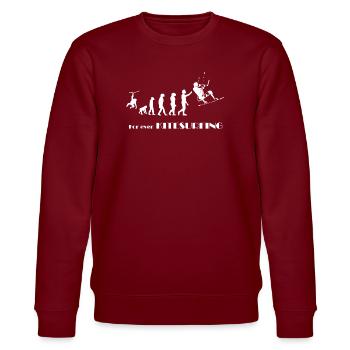 Evolution KITESURFING -SURFER KITESURFER Geschenk - Stanley/Stella Unisex Bio-Sweatshirt CHANGER  - Burgunderrot - Vorne - Nik (191cm) & Marisol (170cm)