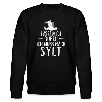 Lasst mich durch ich muss nach Sylt Möwe - Stanley/Stella Unisex Bio-Sweatshirt CHANGER  - Schwarz - Vorne - Nik (191cm) & Marisol (170cm)