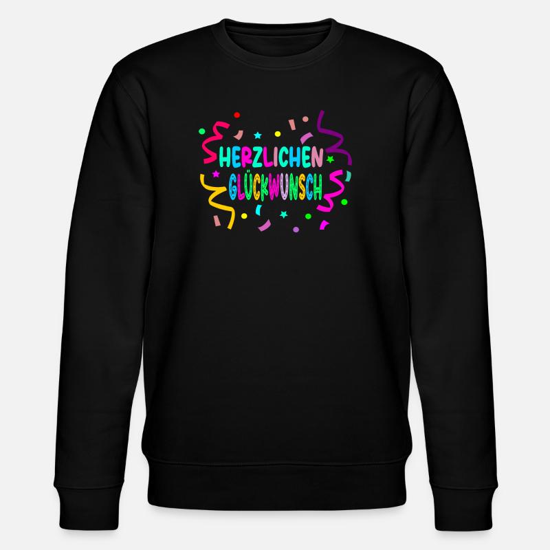 Herzlichen Glückwunsch - Konfetti - Stanley/Stella Unisex Bio-Sweatshirt CHANGER  - Schwarz