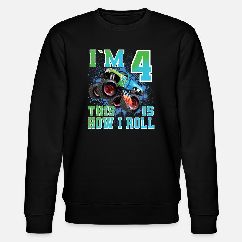4 Jahre Monstertruck - Stanley/Stella Unisex Bio-Sweatshirt CHANGER  - Schwarz