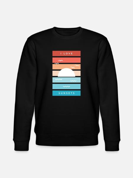 I Love Sunsets Quote for Beach Lovers - Stanley/Stella CHANGER Unisex Organic Sweatshirt - black
