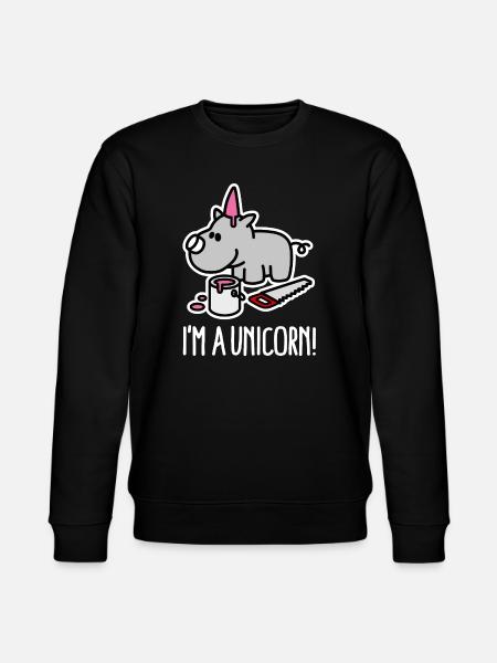 I'm a unicorn rhino funny chubby BBW Plus Size - Stanley/Stella CHANGER Unisex Organic Sweatshirt - black
