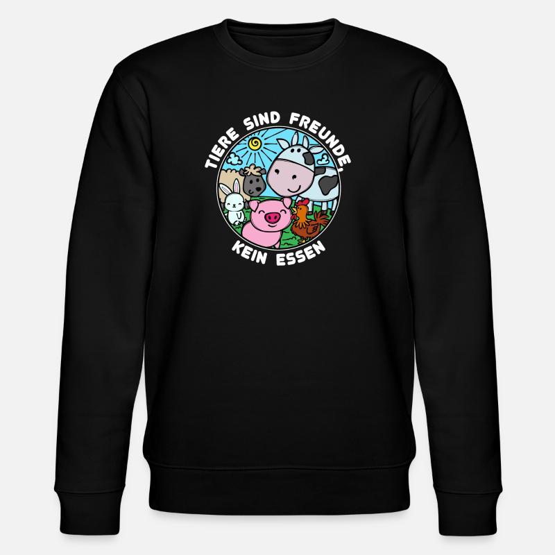 Schwein Kuh Vegan Statement Tierlieb - Stanley/Stella Unisex Bio-Sweatshirt CHANGER  - Schwarz