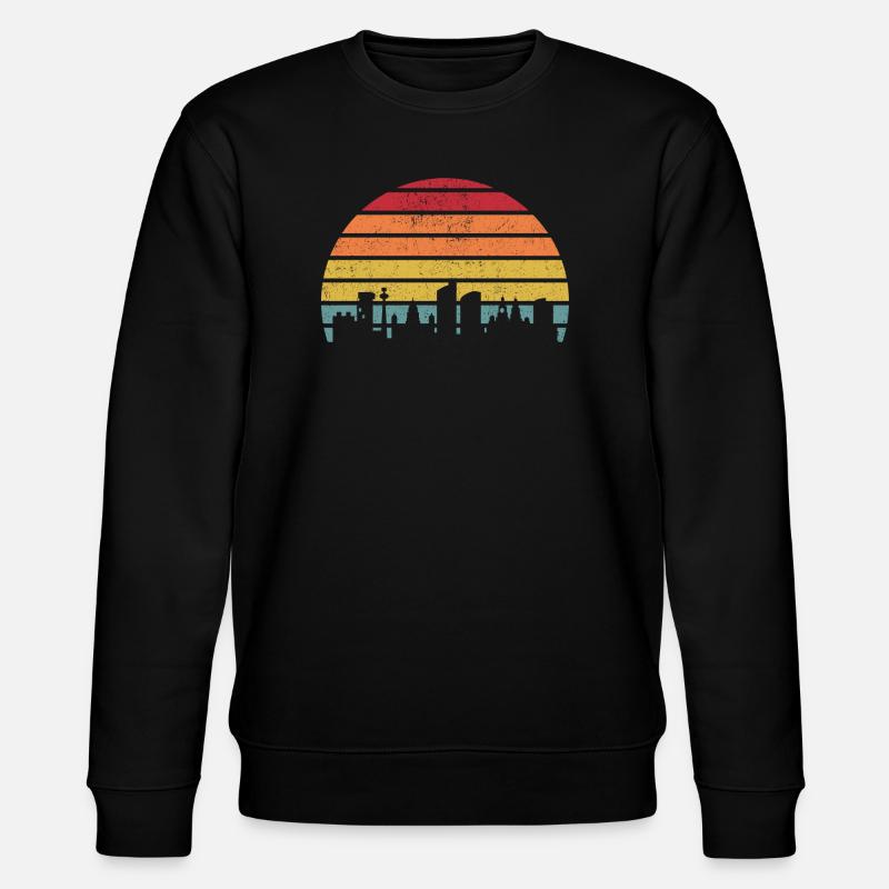 Sunset Skyline Gradient Stripes - Stanley/Stella CHANGER Unisex Organic Sweatshirt - black