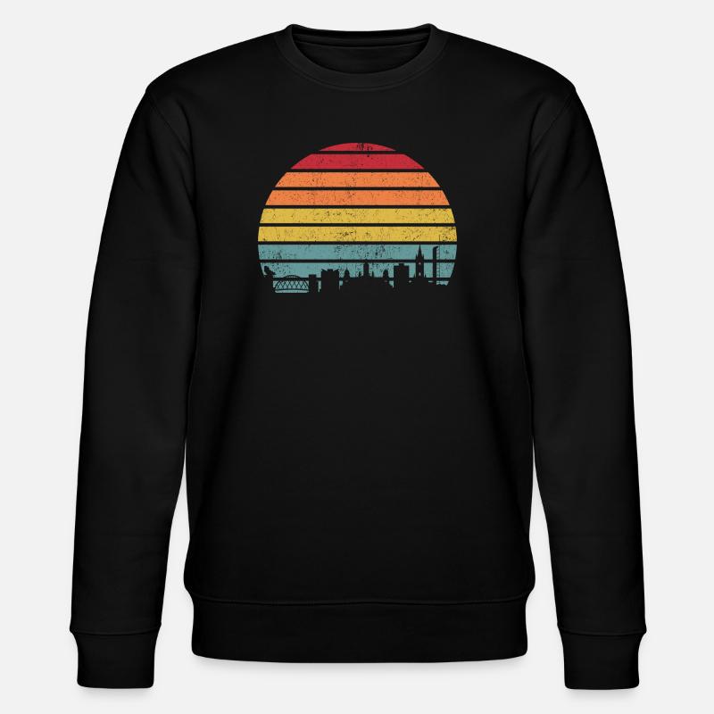 Retro Sunset Skyline Silhouette - Stanley/Stella CHANGER Unisex Organic Sweatshirt - black