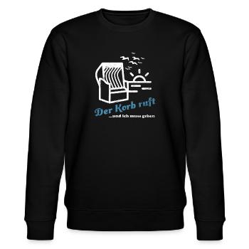 Der Korb ruft - Strandkorb Erholung Strand - Stanley/Stella Unisex Bio-Sweatshirt CHANGER  - Schwarz - Vorne - Nik (191cm) & Marisol (170cm)