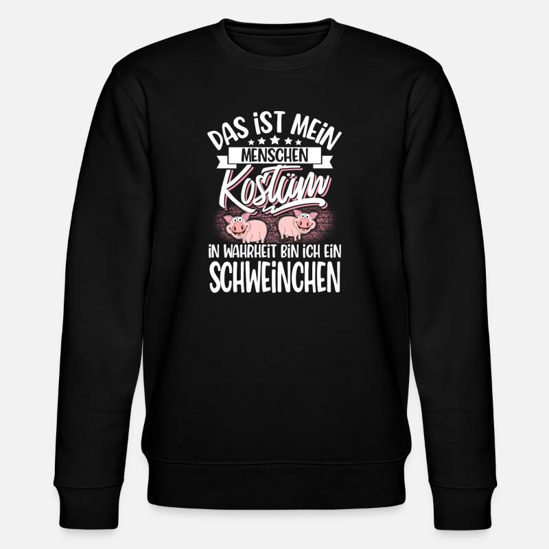 Schwein Kostüm - Stanley/Stella Unisex Bio-Sweatshirt CHANGER  - Schwarz