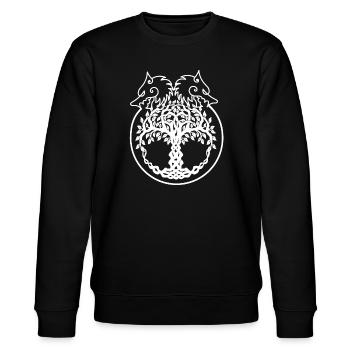 Wolfsbaum Knotenkunst - Stanley/Stella Unisex Bio-Sweatshirt CHANGER  - Schwarz - Vorne - Nik (191cm) & Marisol (170cm)
