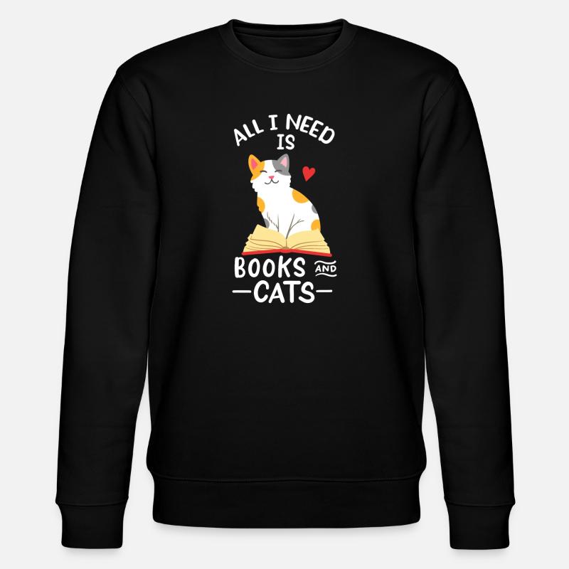 Bücher Katzen - Stanley/Stella Unisex Bio-Sweatshirt CHANGER  - Schwarz