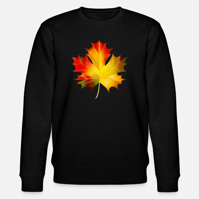 beautifully glowing autumn maple leaf - Stanley/Stella CHANGER Unisex Organic Sweatshirt - black
