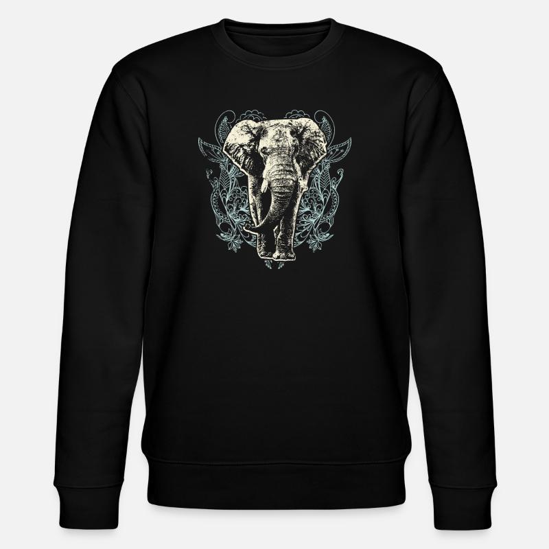 Elefanten-Spitzenblüten - Stanley/Stella Unisex Bio-Sweatshirt CHANGER  - Schwarz