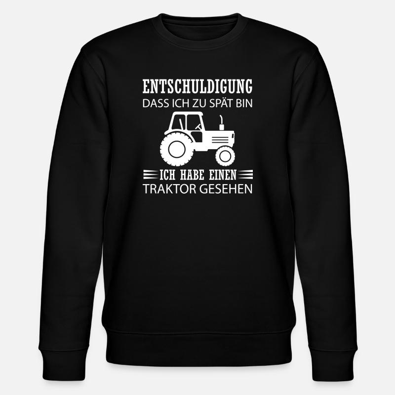 Ich habe einen Traktor gesehen - Stanley/Stella Unisex Bio-Sweatshirt CHANGER - Schwarz