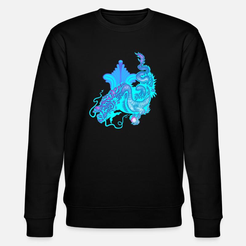 Hellblauer chinesischer Drache - Stanley/Stella Unisex Bio-Sweatshirt CHANGER  - Schwarz