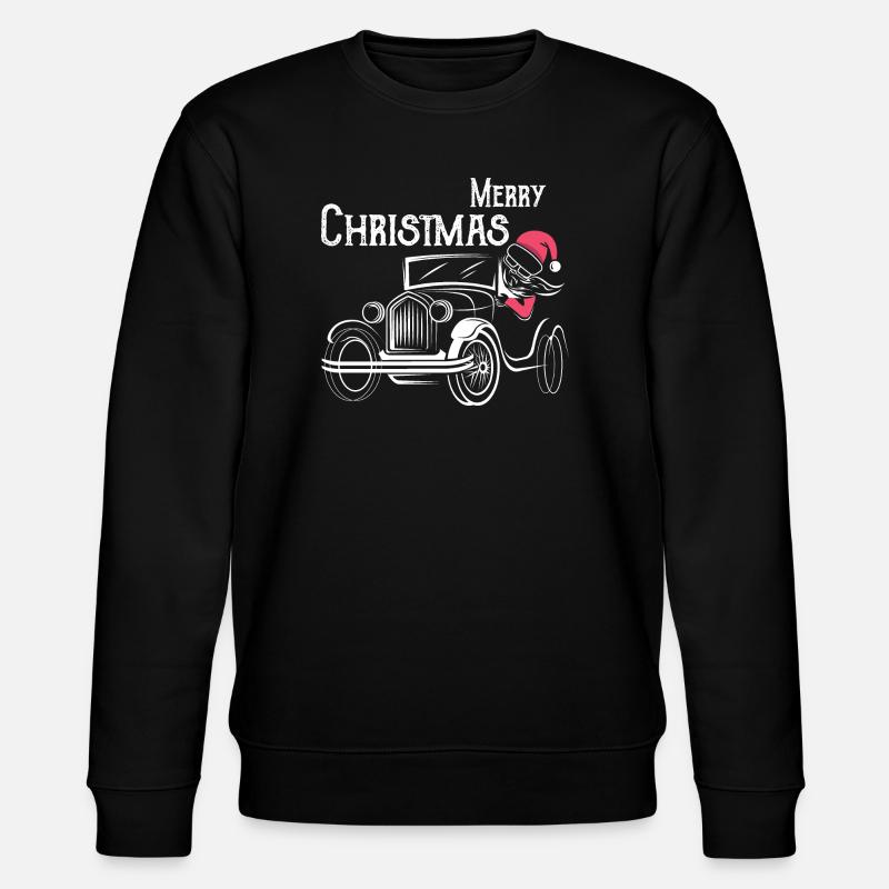 christmas oldtimer Autos lustiger Weihnachtsmann - Stanley/Stella Unisex Bio-Sweatshirt CHANGER  - Schwarz
