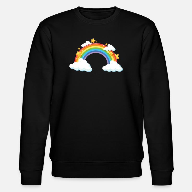 Regenbogenbogen mit Wolken und Sternen - Stanley/Stella Unisex Bio-Sweatshirt CHANGER  - Schwarz