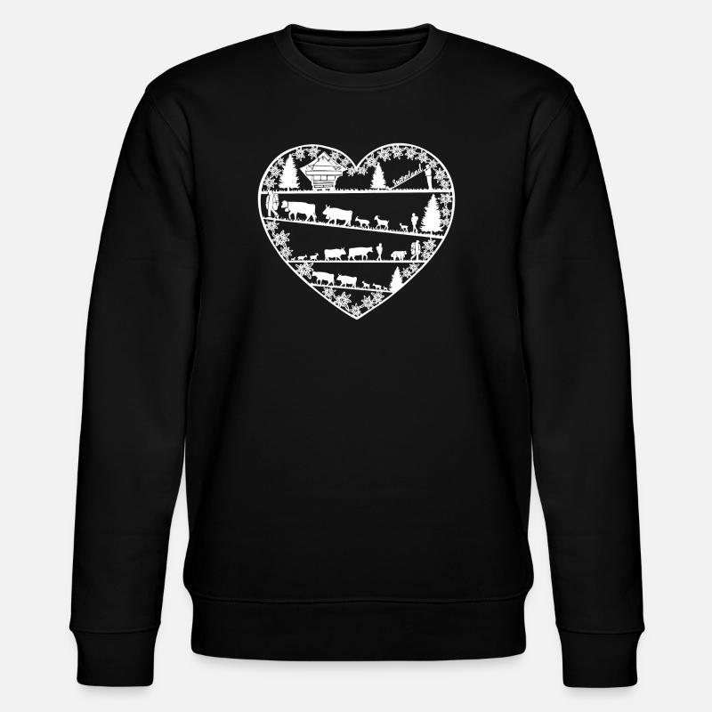 Herz mit Alpaufzug weiss - Stanley/Stella Unisex Bio-Sweatshirt CHANGER  - Schwarz