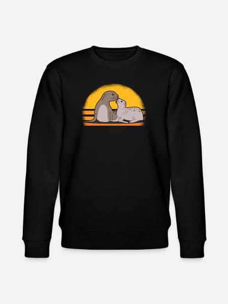Seal med baby søde sæler sæler gave - Stanley/Stella økologisk unisex-sweatshirt CHANGER  - sort