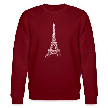 Paris Eiffelturm Vintage Skyline I Love Frankreich - Stanley/Stella Unisex Bio-Sweatshirt CHANGER  - Burgunderrot - Vorne - Nik (191cm) & Marisol (170cm)