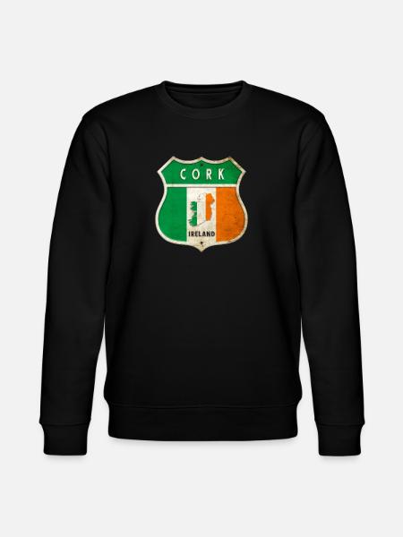 Cork Ierland Wapenschild Vlaggen Ontwerp - Stanley/Stella Uniseks bio-sweatshirt CHANGER  - zwart