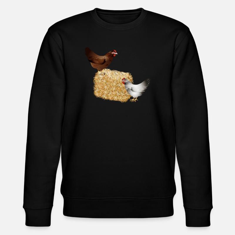 deux poulets sur une balle de paille - Sweat bio CHANGER Stanley/Stella Unisexe - noir