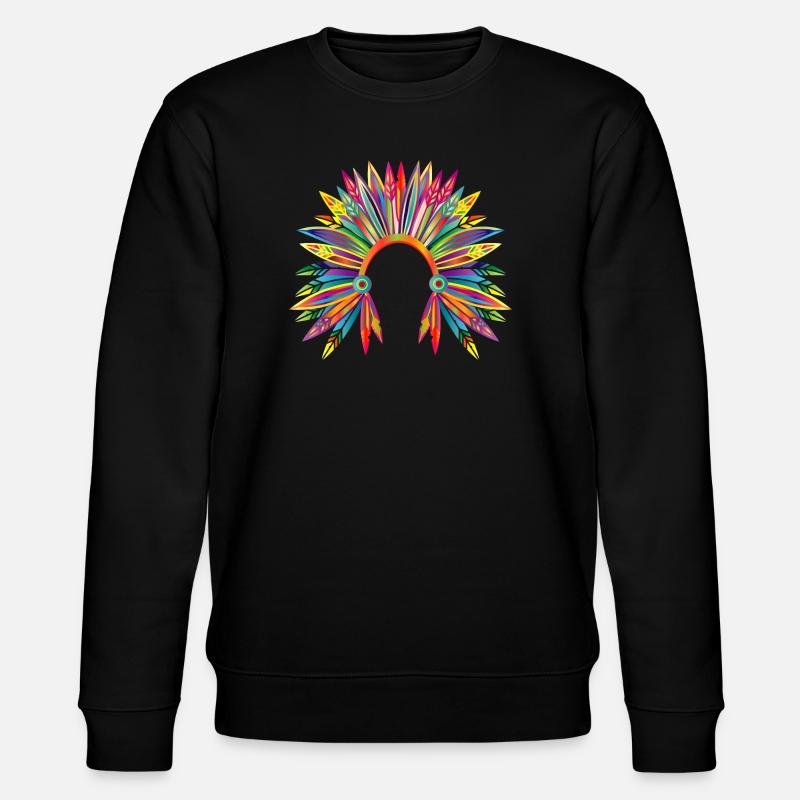kunterbunter Kopfschmuck eines Häuptlings - Stanley/Stella Unisex Bio-Sweatshirt CHANGER  - Schwarz