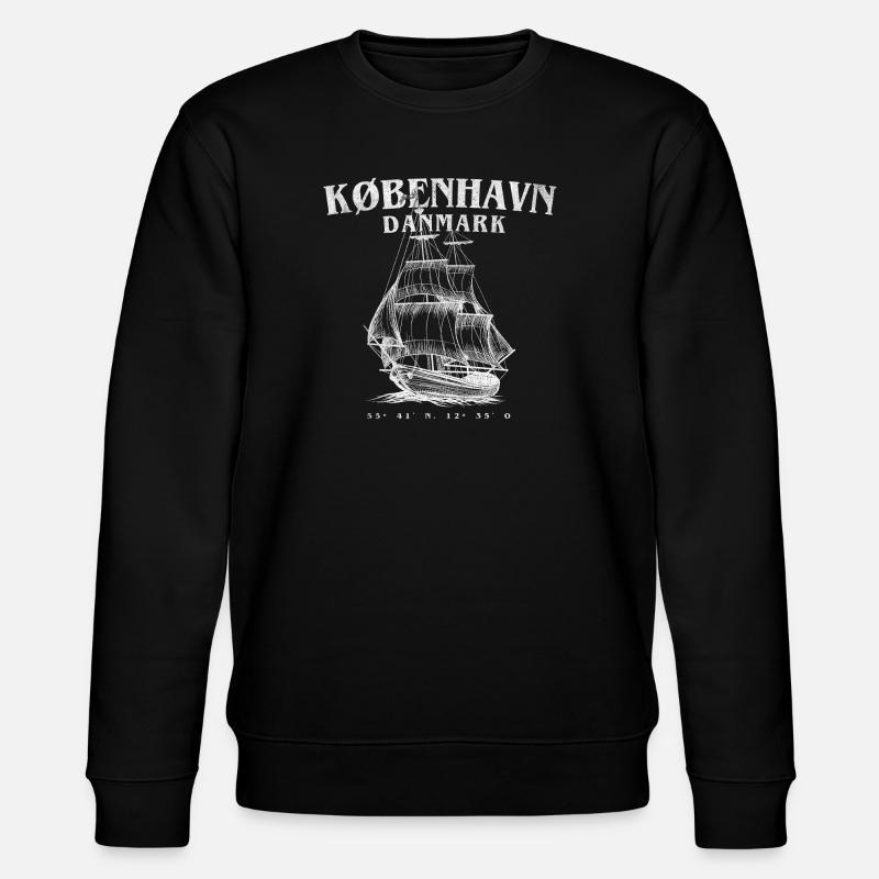 København Sailing Ship Silhouette - Stanley/Stella CHANGER Unisex Organic Sweatshirt - black