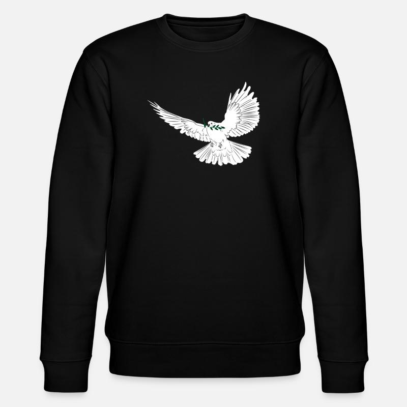 Friedenstaube weiß mit Lorbeerzweig - Stanley/Stella Unisex Bio-Sweatshirt CHANGER  - Schwarz