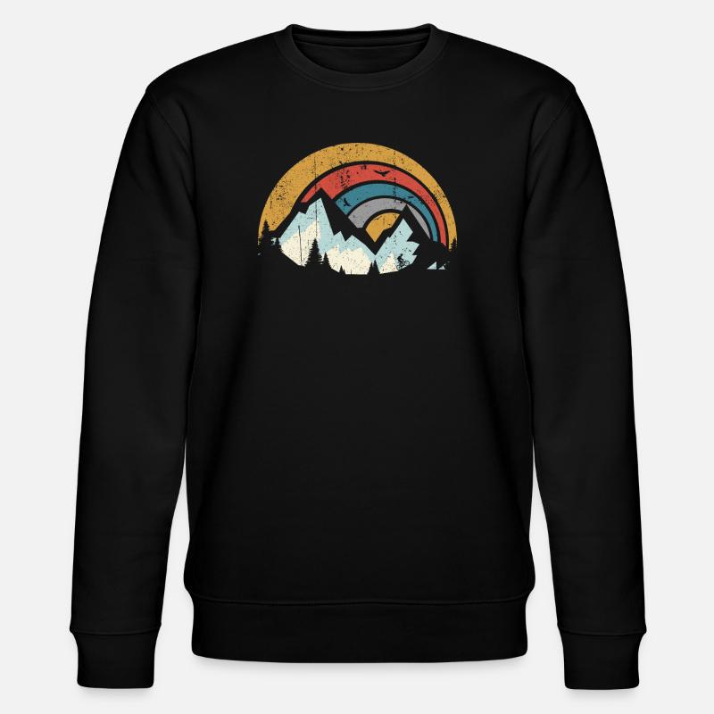 Retro Mountain Sunset Arc - Stanley/Stella CHANGER Unisex Organic Sweatshirt - black