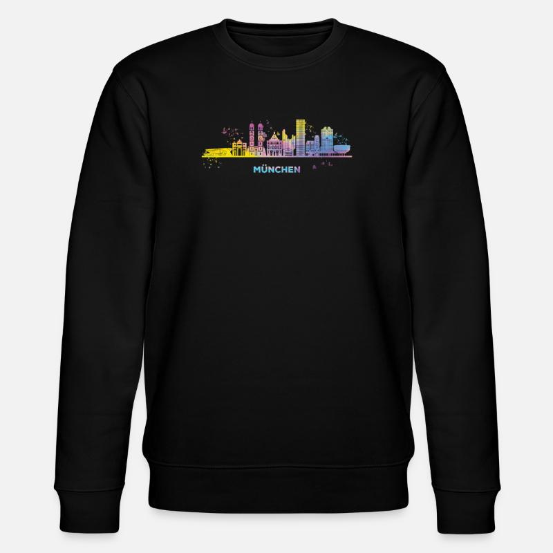 München Skyline Bunt Münchener Frauenkirche - Stanley/Stella Unisex Bio-Sweatshirt CHANGER  - Schwarz