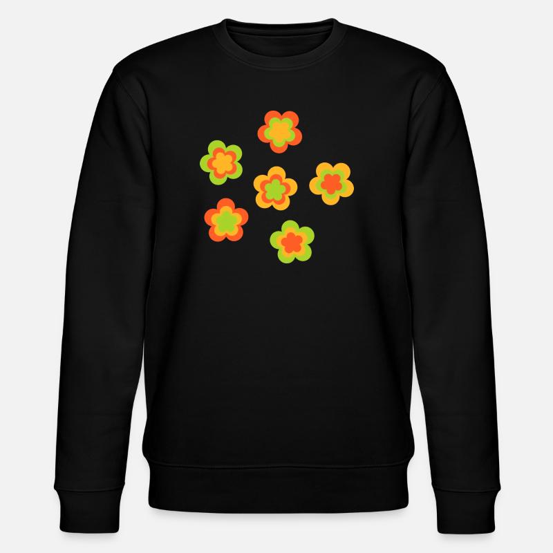 70s Flower Pattern - Stanley/Stella CHANGER Unisex Organic Sweatshirt - black