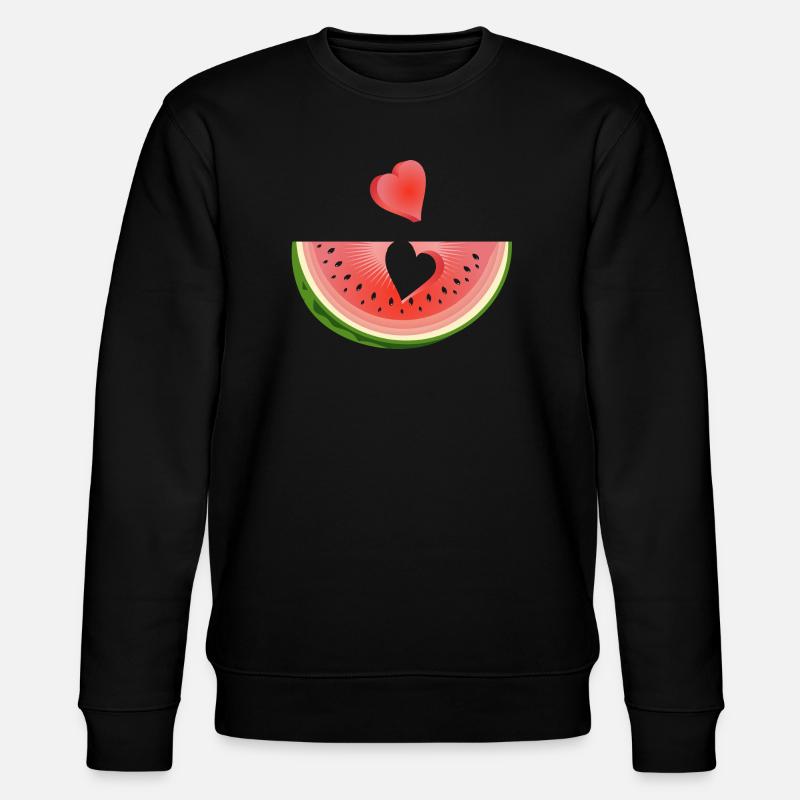 Stück einer Wassermelone mit Herz - Stanley/Stella Unisex Bio-Sweatshirt CHANGER  - Schwarz