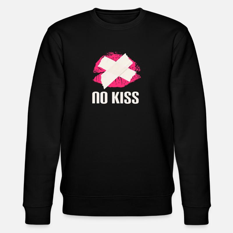 Witziges Lippen-Design mit Tape - Stanley/Stella Unisex Bio-Sweatshirt CHANGER  - Schwarz