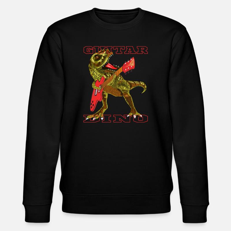 Dinosaurier mit Gitarre - Stanley/Stella Unisex Bio-Sweatshirt CHANGER  - Schwarz