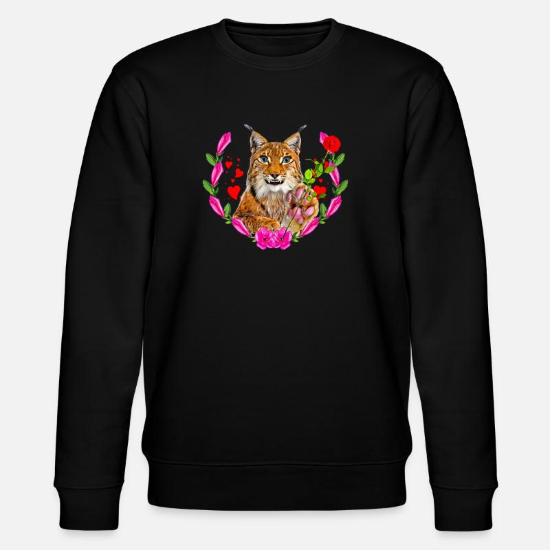 Chat lynx avec rose pour l’amour - Sweat bio CHANGER Stanley/Stella Unisexe - noir