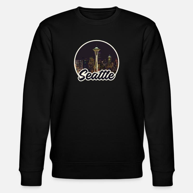Seattle Skyline Nacht-Logo Space Needle - Stanley/Stella Unisex Bio-Sweatshirt CHANGER  - Schwarz