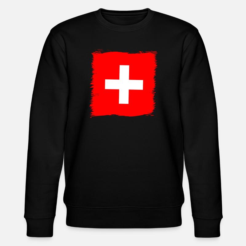 Schweiz Schweizer Fahne Flagge Geschenk - Stanley/Stella Unisex Bio-Sweatshirt CHANGER  - Schwarz