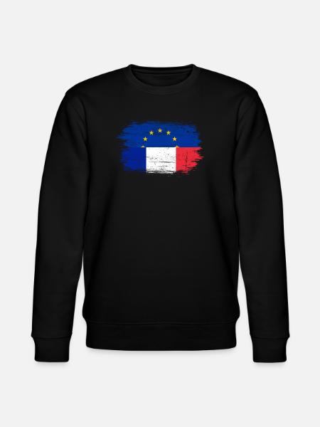 Brushstroke EU France Flag Mashup - Stanley/Stella CHANGER Unisex Organic Sweatshirt - black