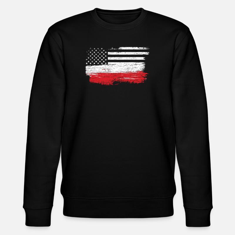 Brushed U.S. Flag Art - Stanley/Stella CHANGER Unisex Organic Sweatshirt - black
