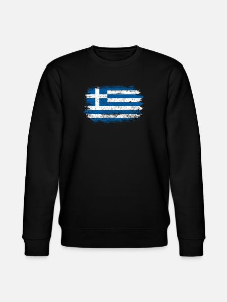 Brushed Greek Flag - Stanley/Stella CHANGER Unisex Organic Sweatshirt - black