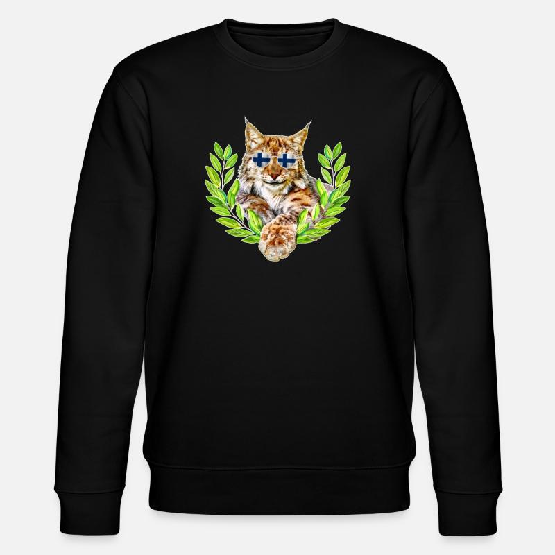 Finnland Luchs lächelnd cool - Stanley/Stella Unisex Bio-Sweatshirt CHANGER  - Schwarz