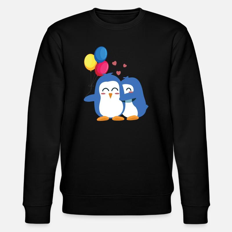 Pinguine mit Luftballons - Stanley/Stella Unisex Bio-Sweatshirt CHANGER  - Schwarz