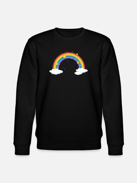 Bright Cartoon Rainbow with Clouds - Stanley/Stella CHANGER Unisex Organic Sweatshirt - black