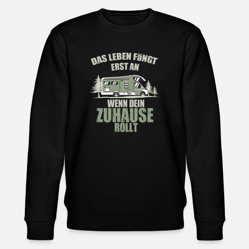 Leben fängt an, wenn Zuhause rollt - Stanley/Stella Unisex Bio-Sweatshirt CHANGER  - Schwarz