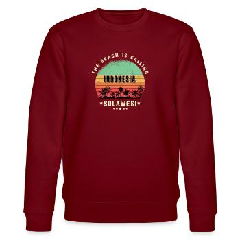 Sulawesi Indonesien Strand Design - Stanley/Stella Unisex Bio-Sweatshirt CHANGER  - Burgunderrot - Vorne - Nik (191cm) & Marisol (170cm)